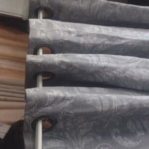 Gray Textured Fabric Curtain Pair